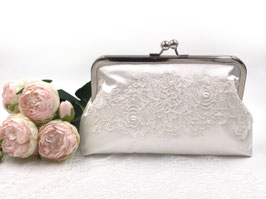 Silbertasche Elfenbein mit Spitzenapplikation I