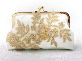 Goldtasche Elfenbein mit Spitzenapplikation Gold