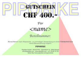 Gutschein Fahrtechnik Kurs CHF 400