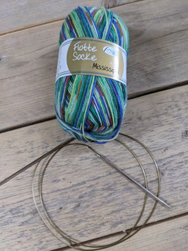 2 sokken tegelijk op 1 rondbreinaald breien