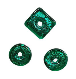 Tschechische Designer Perle,  Guadret oder Scheibe, smaragdgrün, 25 x 25 x 4 mm, 1 Stück
