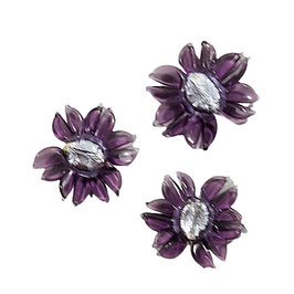 Tschechische Designer Perle, Blüte, violett-Silber, 40 x 50 mm, 1 Stück