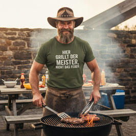 Hier grillt der Meister | Herren T-Shirt oliv