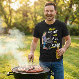 Mann mit Grill | Herren T-Shirt in schwarz