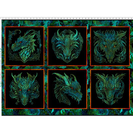Dragons - Emerald Reign, Small Panel - Multi, In The Beginning Fabrics 09126950925