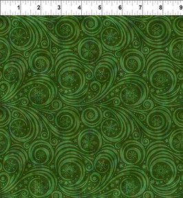 Winter Solstice II, Snow Swirl - Green, In The Beginning Fabrics 07109850925