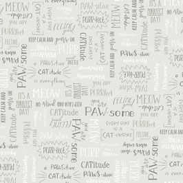 Purrfect Words Grey, Purrfect Day, Windham Fabrics  04323950821