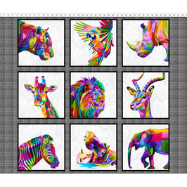 Colorful, Animal Panel Multi, In The Beginning Fabrics 11019850822