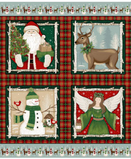 Engel, Weihnachtsmann, Hirsch und Schneemann (Panel), by Gina Linn for Blank Quilting, 08117550716