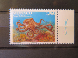 Timbre Monaco 3443 Poulpe Sans Europa Neuf**