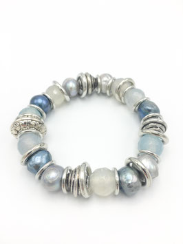 Blaues Perlen/Silber Armband