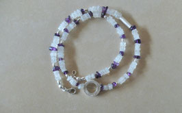 Edelstein-Collier "Regenbogen-Mondstein liebt Amethyst"