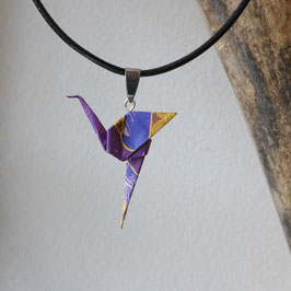 Collier origami flamant rose
