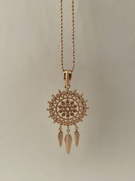 Halskette mit Anhänger Mandala Feder Silber 925 roségold