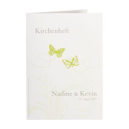 Umschlag für Kirchenheft / Menükarte Serie "Schmetterlinge" grün-weiß (BM 141069)