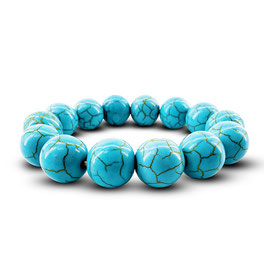 Armband - mit Perlen - 10mm - Stretch - Türkis - FE-HO