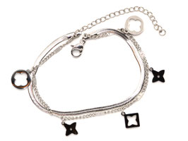 Armband - Silber - doppelt gelegt - Klee und Stern - FE-HO