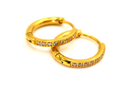Ohrringe - 18K vergoldet - Creolen - 14mm - Zirkon - FE-HO