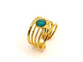 Ring - mit Naturstein - Türkis - vergoldet - FE-HO