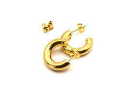 Ohrringe - 18K vergoldet - 20mm Creolen - FE-HO