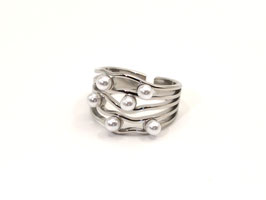 Ring - mit weißen Perlen - Silber - FE-HO