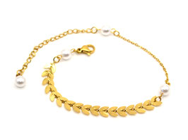 Armband - 18K vergoldet - Flora - Rosenblätter - Perlen - FE-HO
