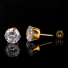 Ohrstecker - 18K vergoldet - Zirkon - 6mm - FE-HO