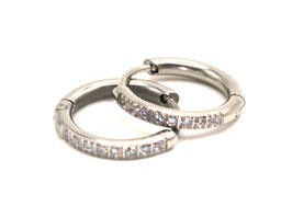 Ohrringe - Silber - Creolen - 14mm - Zirkon - FE-HO