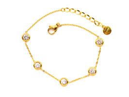 Armband - 18K vergoldet - 5x Zirkon - FE-HO