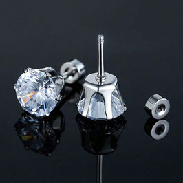 Ohrstecker - mit Zirkon - 6mm - Silber - Ohrringe - FE-HO