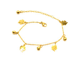 Armband - 18K vergoldet - Klee - Glöckchen - FE-HO