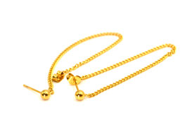 Ohrringe - 18K vergoldet - Perle mit Kette - FE-HO