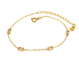 Armband - 18K vergoldet - 4x Zirkon - Herzchen - FE-HO