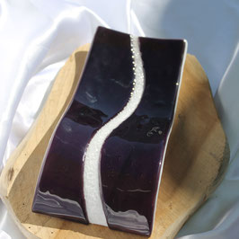 Repose cuillère vague en verre fondu violet