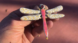 Cloisonne enamel pink dragonfly necklace