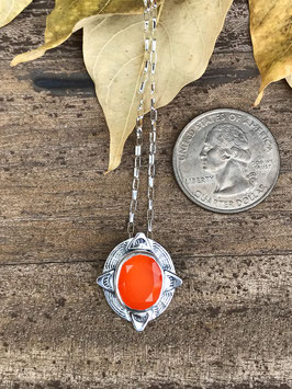 Oval faceted Carnelian necklace