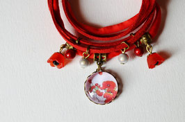 Bracelet fantaisie rouge coquelicots