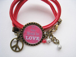 Bracelet rose corail All you need is love