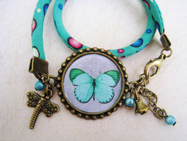 Bracelet papillon vert et turquoise