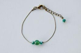 Bracelet fin vert d'eau en agate et cristal