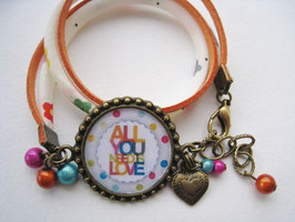 Bracelet multicolore cabochon All you need is love
