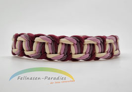 Paracord Halsband "Belly" - beige / burgundy - HU: ca. 41 cm