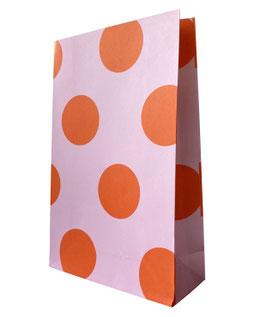 Beutel mit Blockboden Punkte Rosa + Blutorange