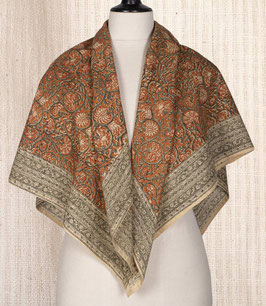 Étole carrée ocre orangé