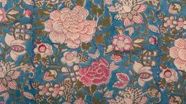 Motif floral printanier bleu canard