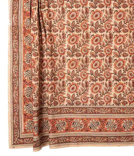 Kalamkari carré orangé abricot