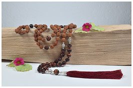 Rote Tigeraugen & Rudraksh Mala