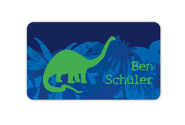 Brotdosenaufkleber | Dinos Langhals - blau
