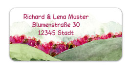 Adressaufkleber eckig | Rote Blumenwiese