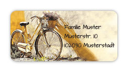 Adressaufkleber eckig  | Nostalgisches Fahrrad